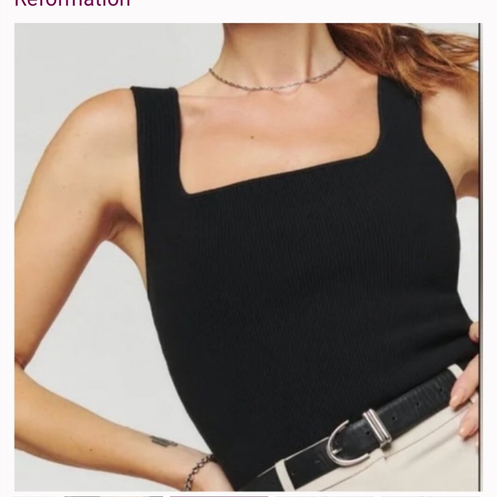 Reformation Black Square-Neck Tank Top NWT  XL